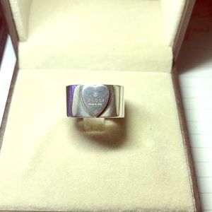 Authentic Thick Silver Gucci Heart Ring